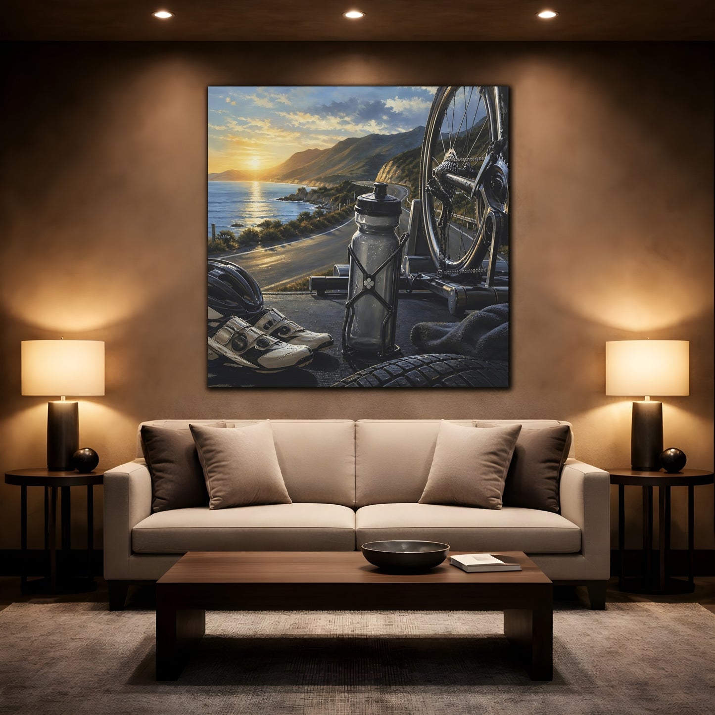 Mockup 2. Coastal Ride At Sunset shown as canvas print