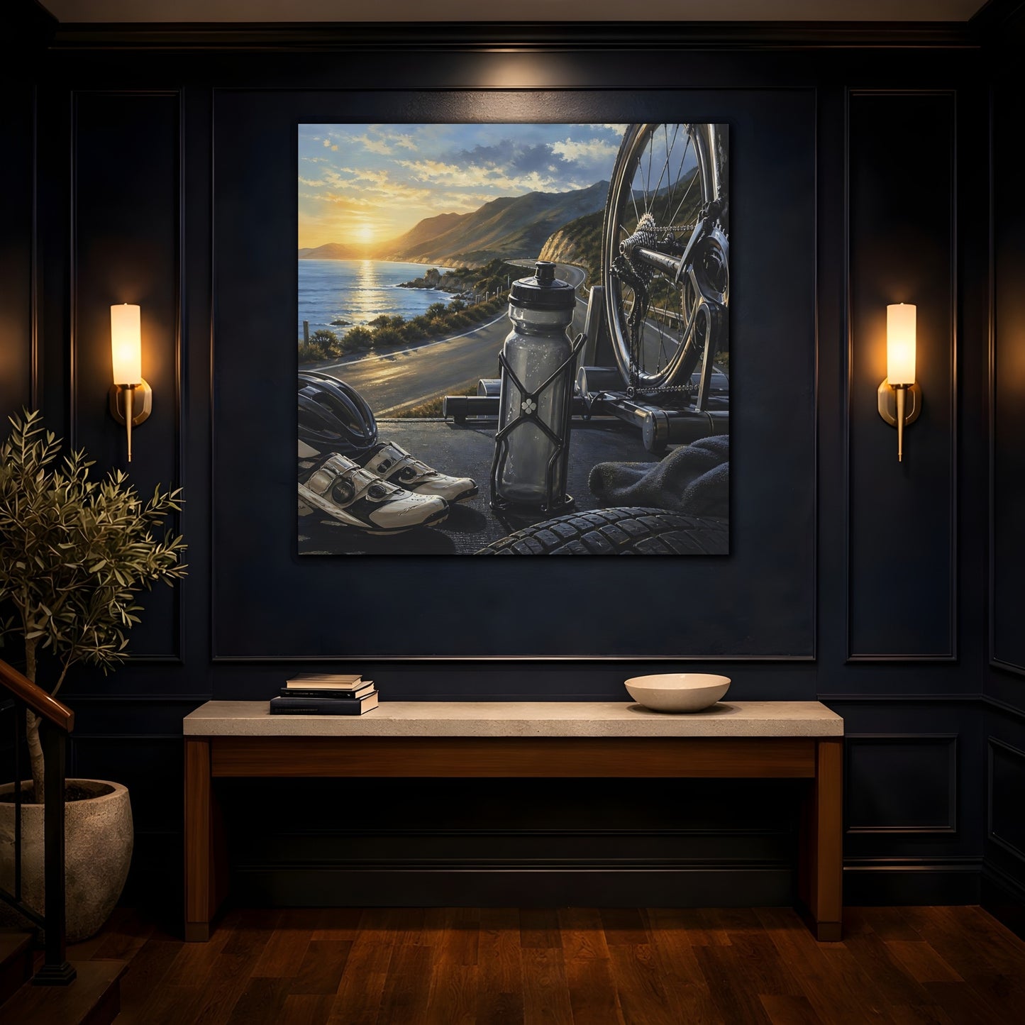 Mockup 4. Coastal Ride At Sunset shown as canvas print
