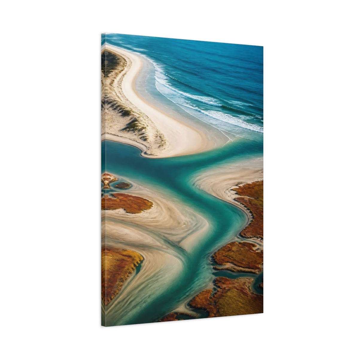 Main Mockup. Coastal River Mouth shown as canvas print