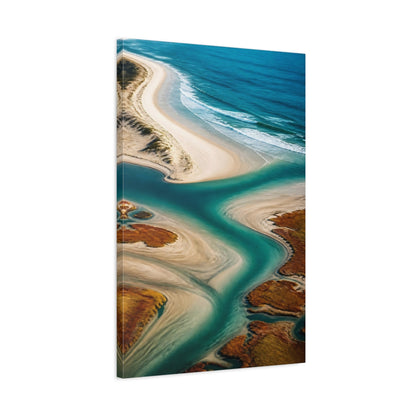 Side Mockup 2. Coastal River Mouth shown as canvas print