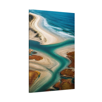 Side Mockup 1. Coastal River Mouth shown as canvas print