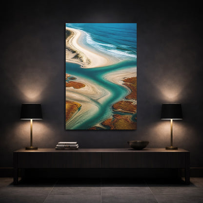 Mockup 3. Coastal River Mouth shown as canvas print