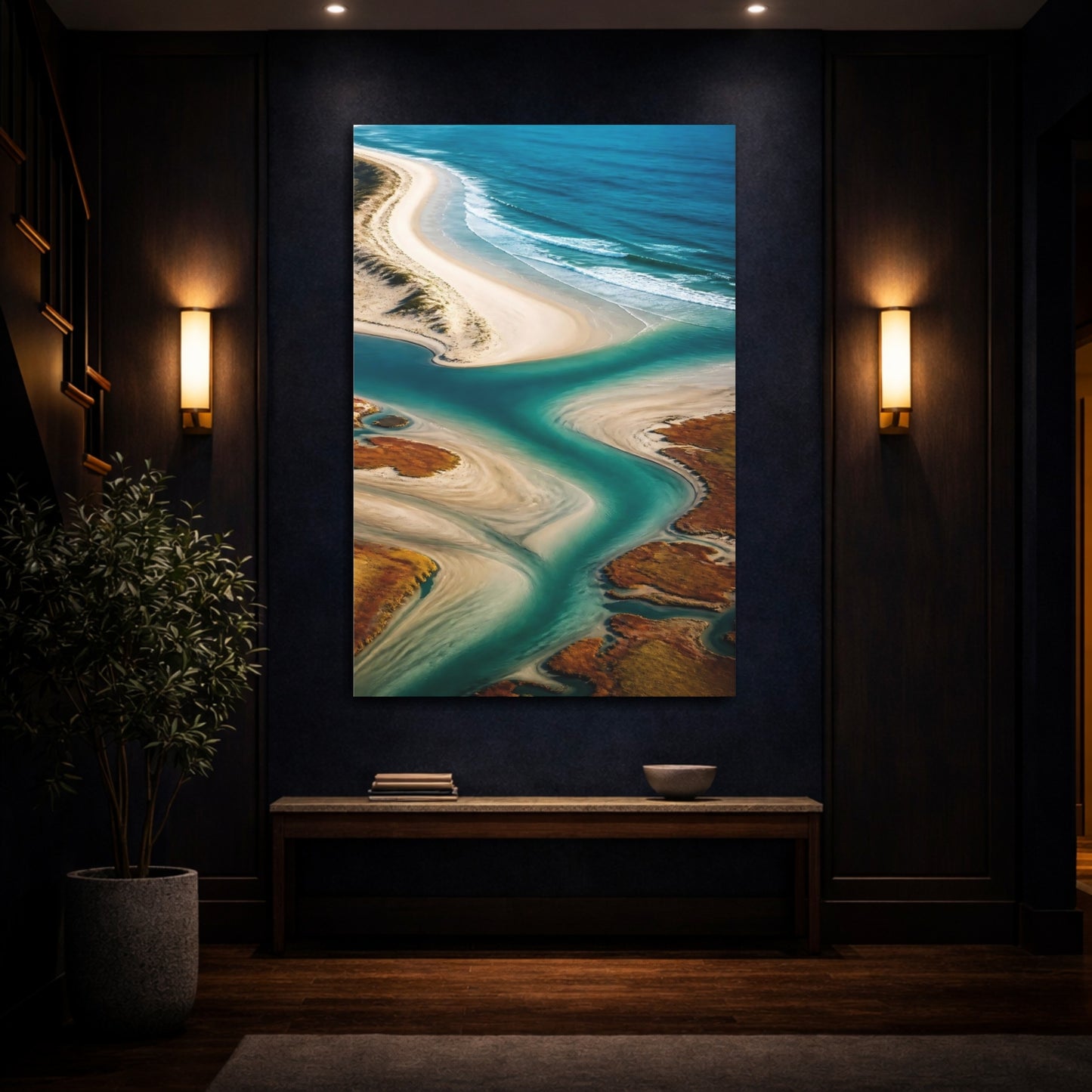 Mockup 4. Coastal River Mouth shown as canvas print