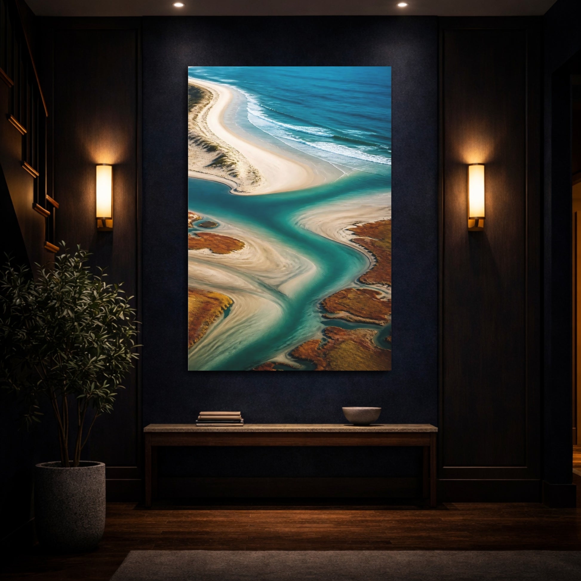Mockup 4. Coastal River Mouth shown as canvas print