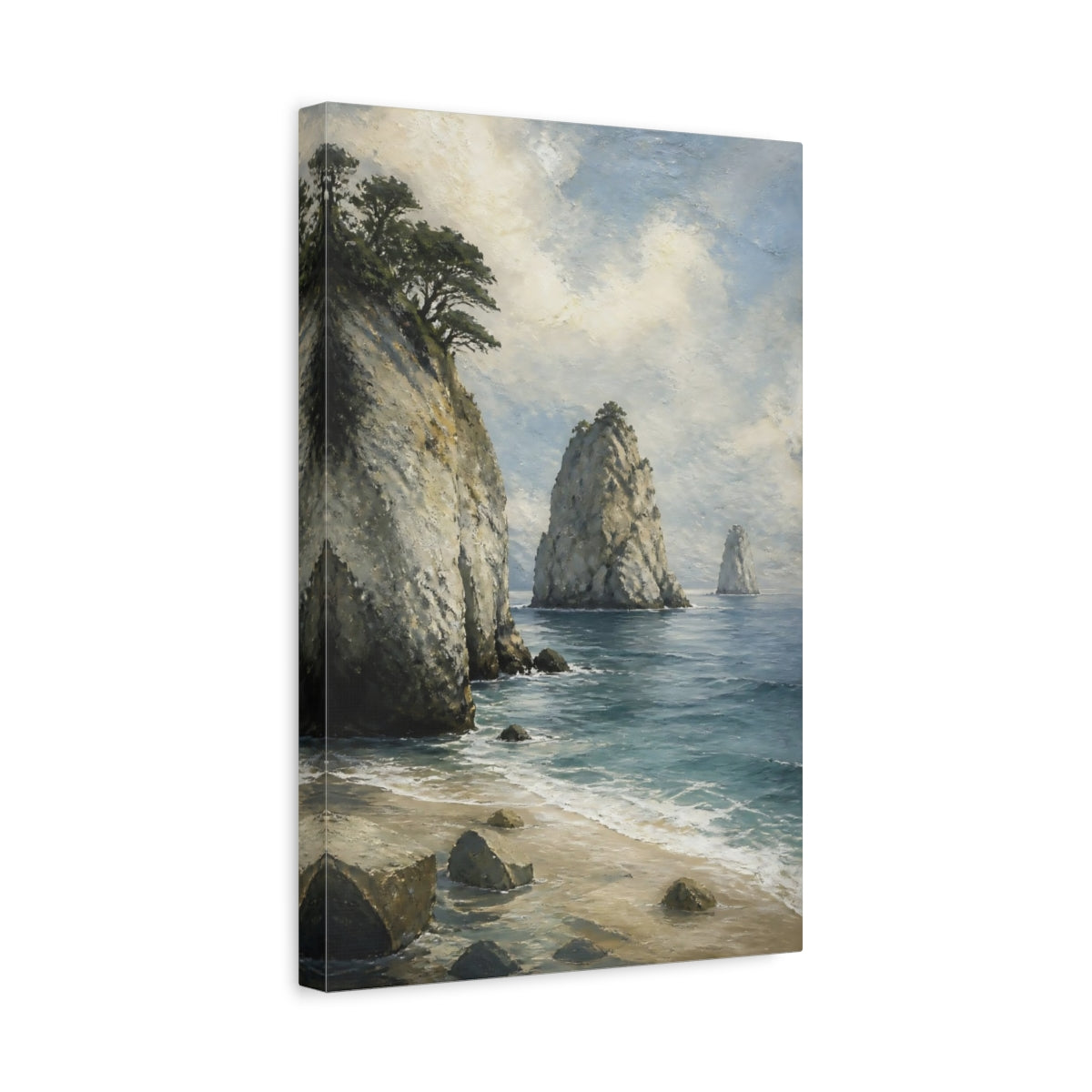 Side Mockup 4. Coastal Sea Stacks shown as canvas print