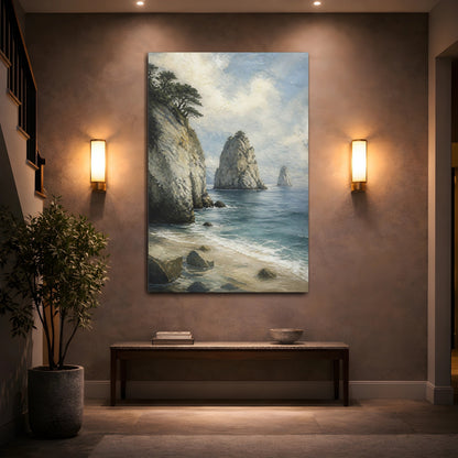 Mockup 2. Coastal Sea Stacks shown as canvas print