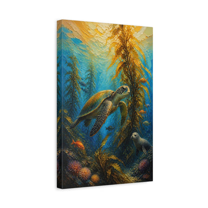 Side Mockup 4. Coastal Sea Turtle shown as canvas print