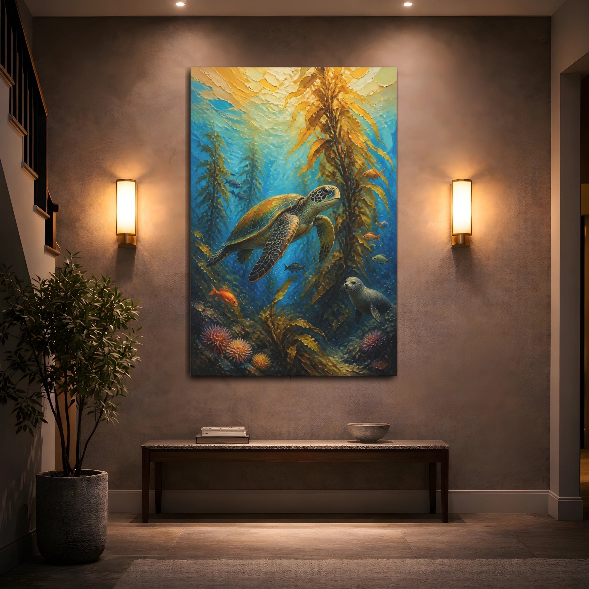 Mockup 2. Coastal Sea Turtle shown as canvas print