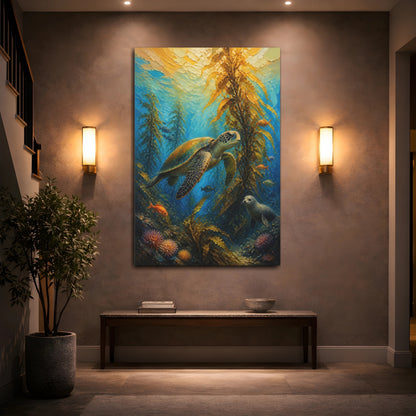 Mockup 2. Coastal Sea Turtle shown as canvas print