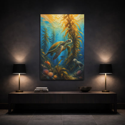 Mockup 3. Coastal Sea Turtle shown as canvas print