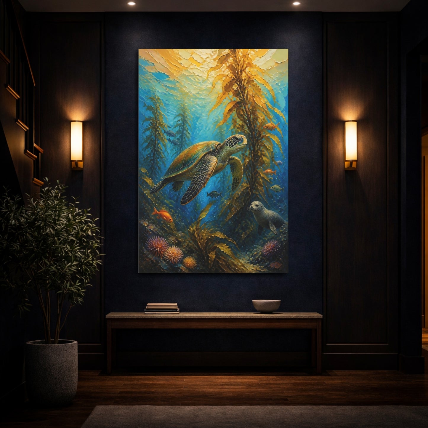 Mockup 4. Coastal Sea Turtle shown as canvas print