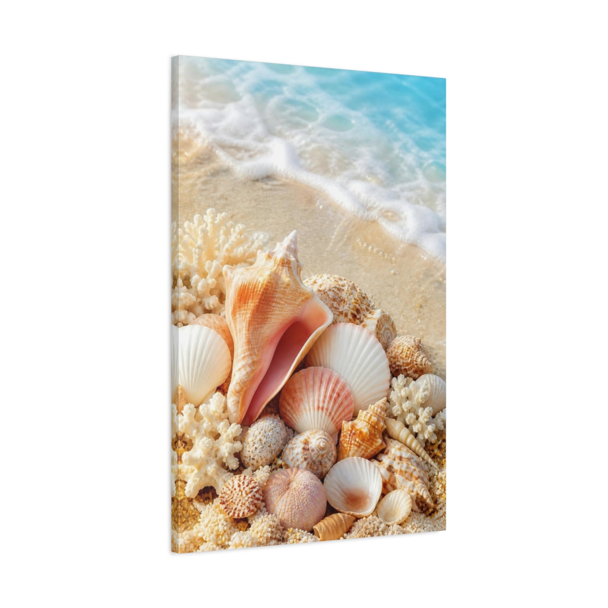 Main Mockup. Coastal Seashell Cluster shown as canvas print