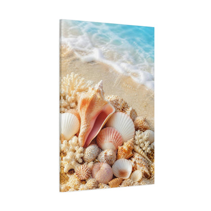Side Mockup 1. Coastal Seashell Cluster shown as canvas print