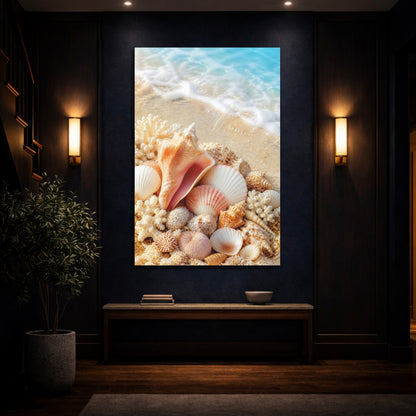 Mockup 4. Coastal Seashell Cluster shown as canvas print