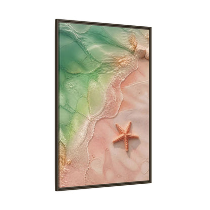 Side Mockup 8. Coastal Starfish On Sand shown as framed canvas print
