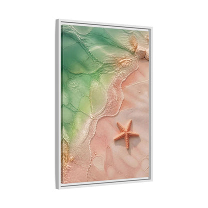 Side Mockup 10. Coastal Starfish On Sand shown as framed canvas print