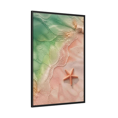 Side Mockup 12. Coastal Starfish On Sand shown as framed canvas print