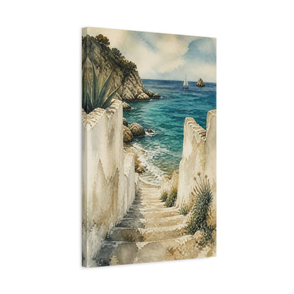 Side Mockup 3. Coastal Stone Stairs shown as canvas print