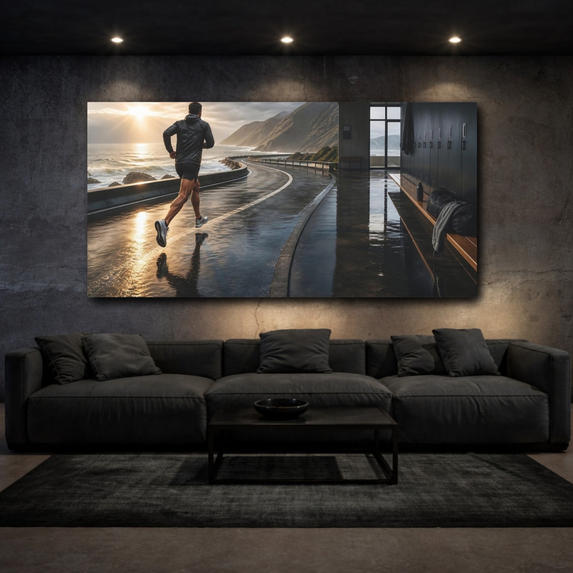 Mockup 3. Coastal Sunrise Runner shown as canvas print