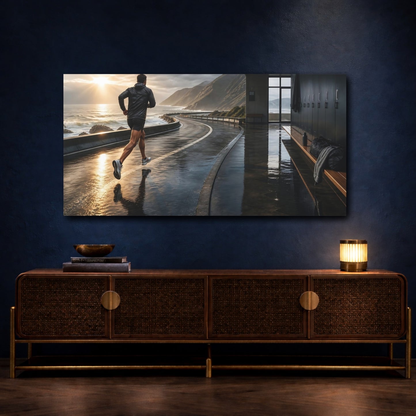 Mockup 4. Coastal Sunrise Runner shown as canvas print