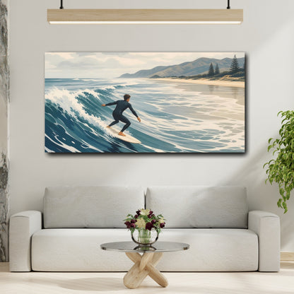 Mockup 2. Coastal Surf Ride shown as canvas print