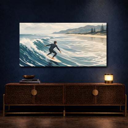 Mockup 4. Coastal Surf Ride shown as canvas print