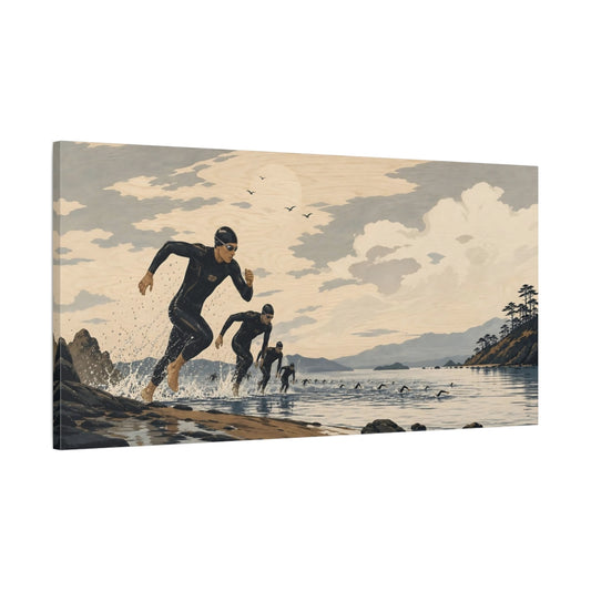 Main Mockup. Coastal Swim Race shown as canvas print