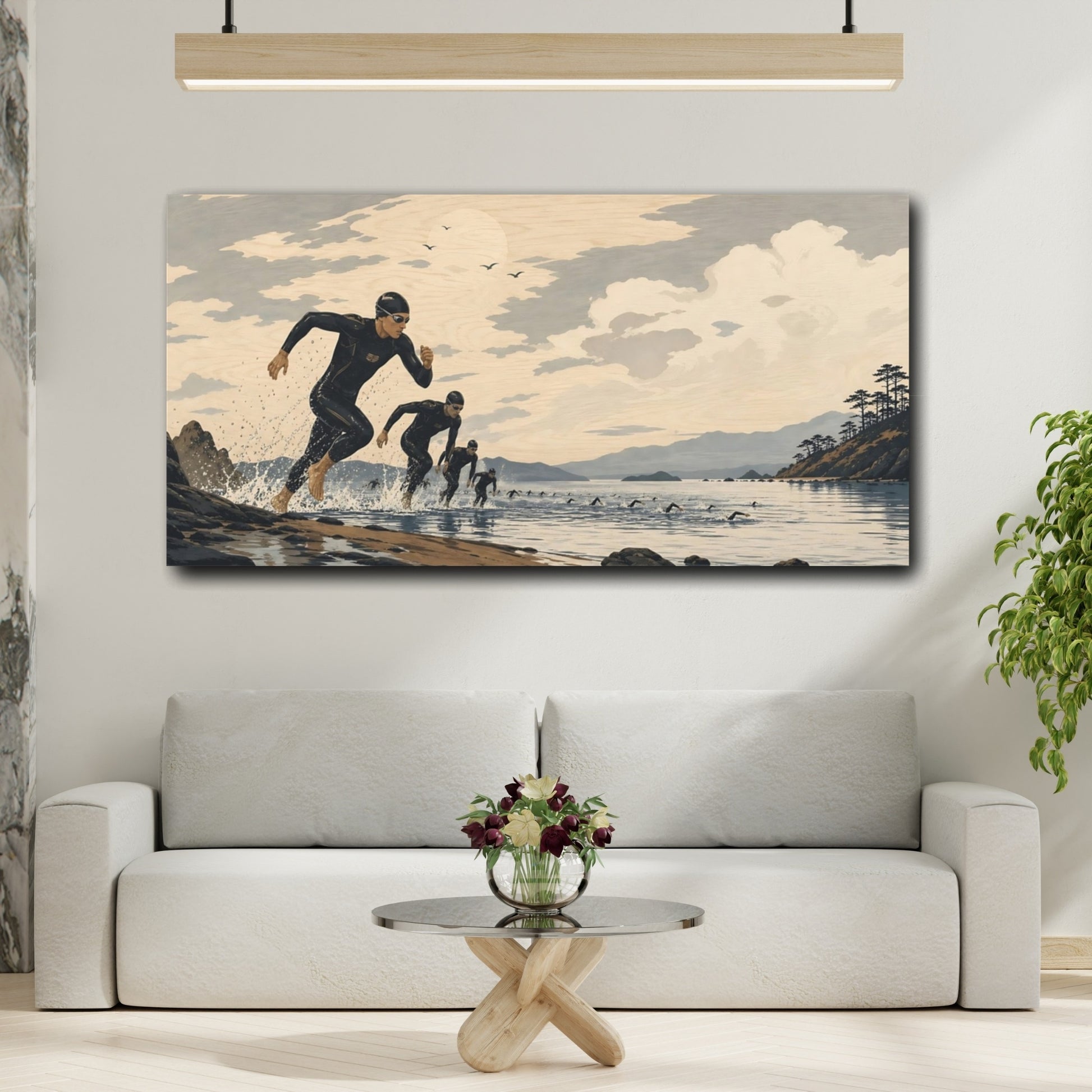 Mockup 2. Coastal Swim Race shown as canvas print