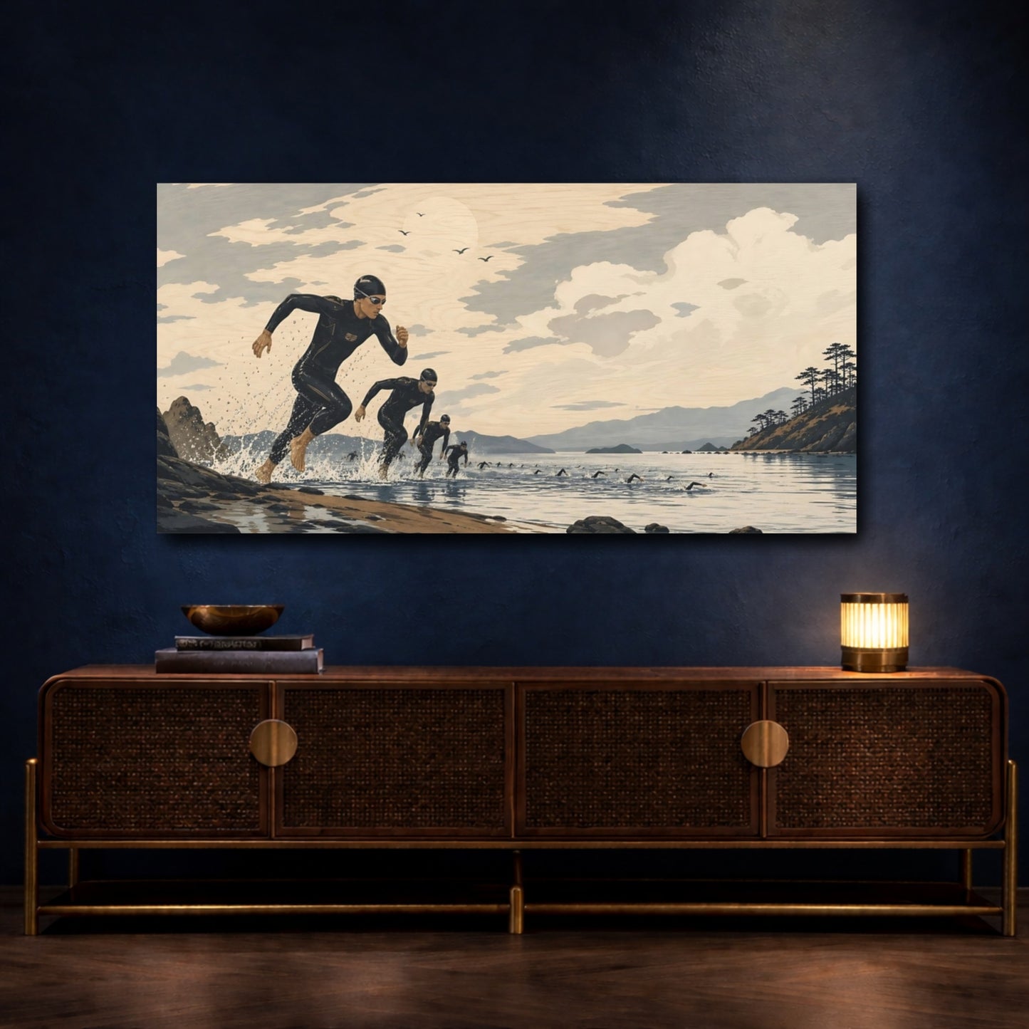 Mockup 4. Coastal Swim Race shown as canvas print