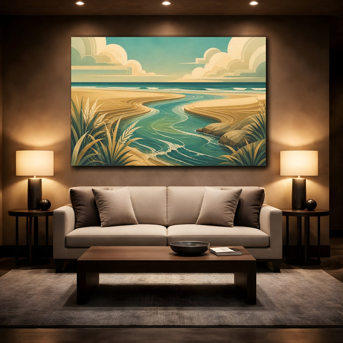 Mockup 2. Coastal Tidal Creek shown as canvas print