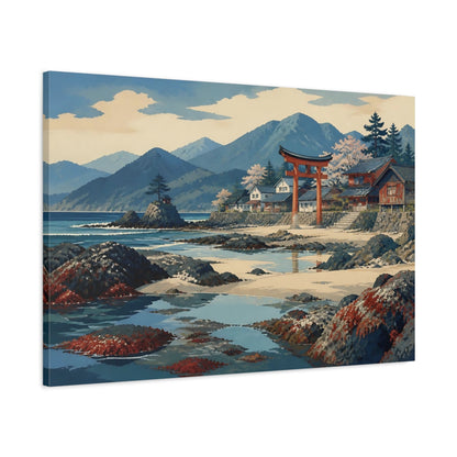 Main Mockup. Coastal Torii And Tide Pools shown as canvas print
