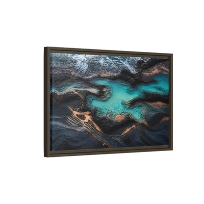 Side Mockup 2. Coastal Turquoise Tide Pool shown as framed canvas print