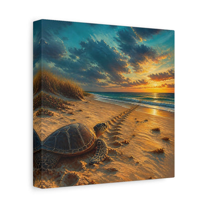 Side Mockup 9. Coastal Turtle At Sunset shown as canvas print