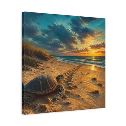 Side Mockup 5. Coastal Turtle At Sunset shown as canvas print