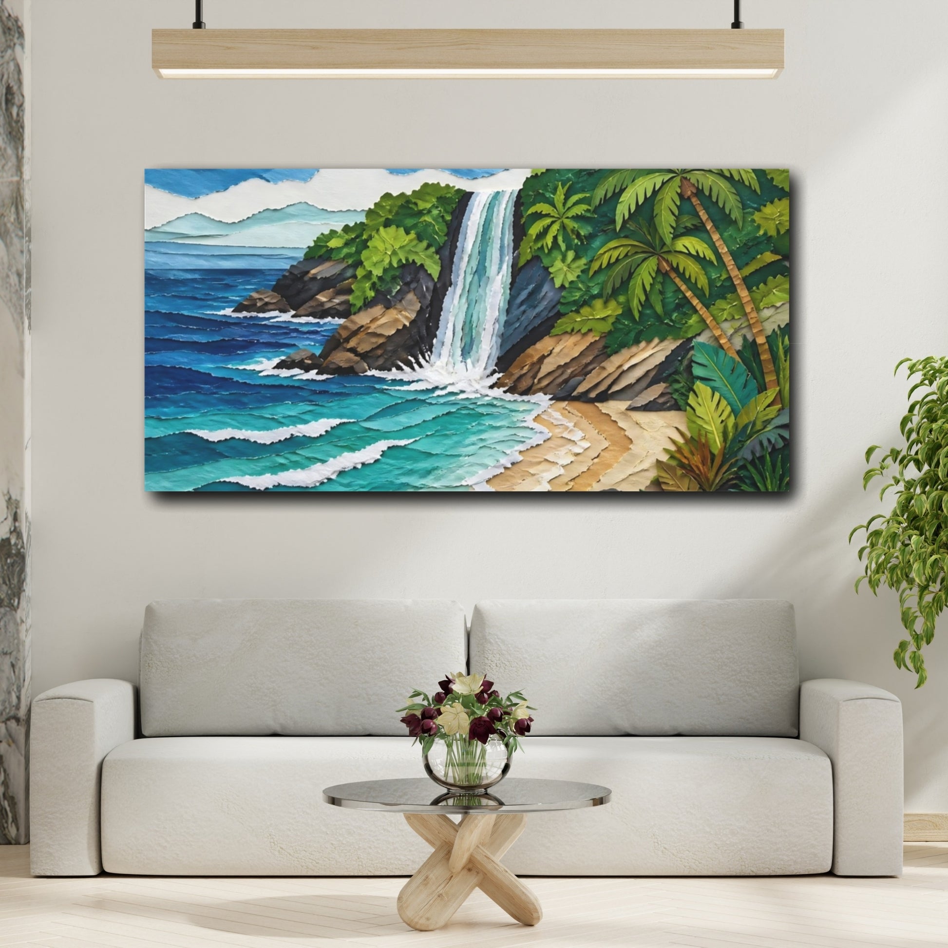 Mockup 2. Coastal Waterfall Cove shown as canvas print