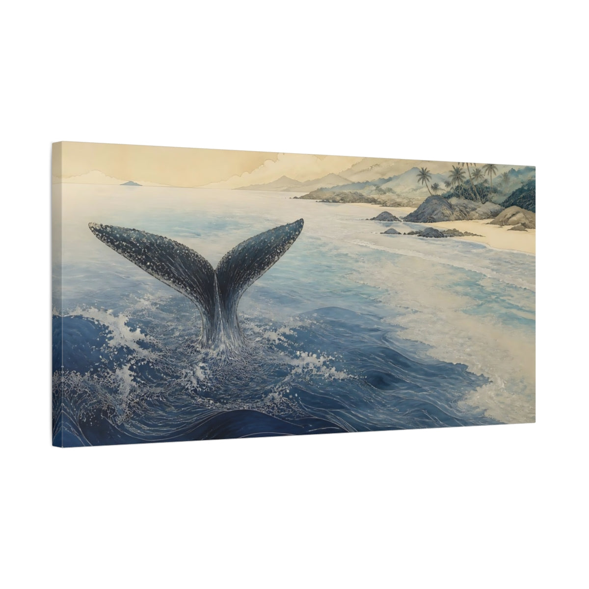 Side Mockup 1. Coastal Whale Tail shown as canvas print