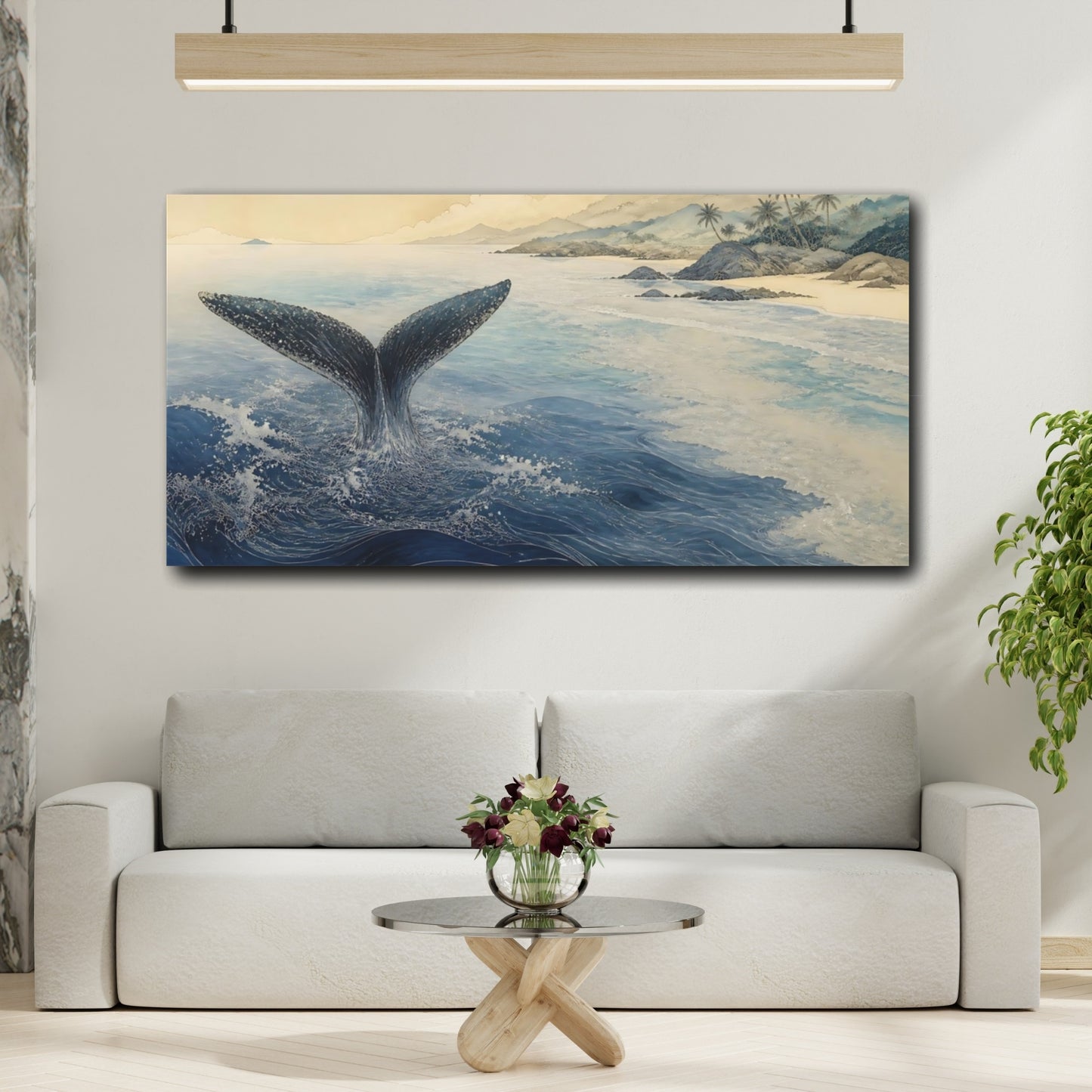 Mockup 2. Coastal Whale Tail shown as canvas print