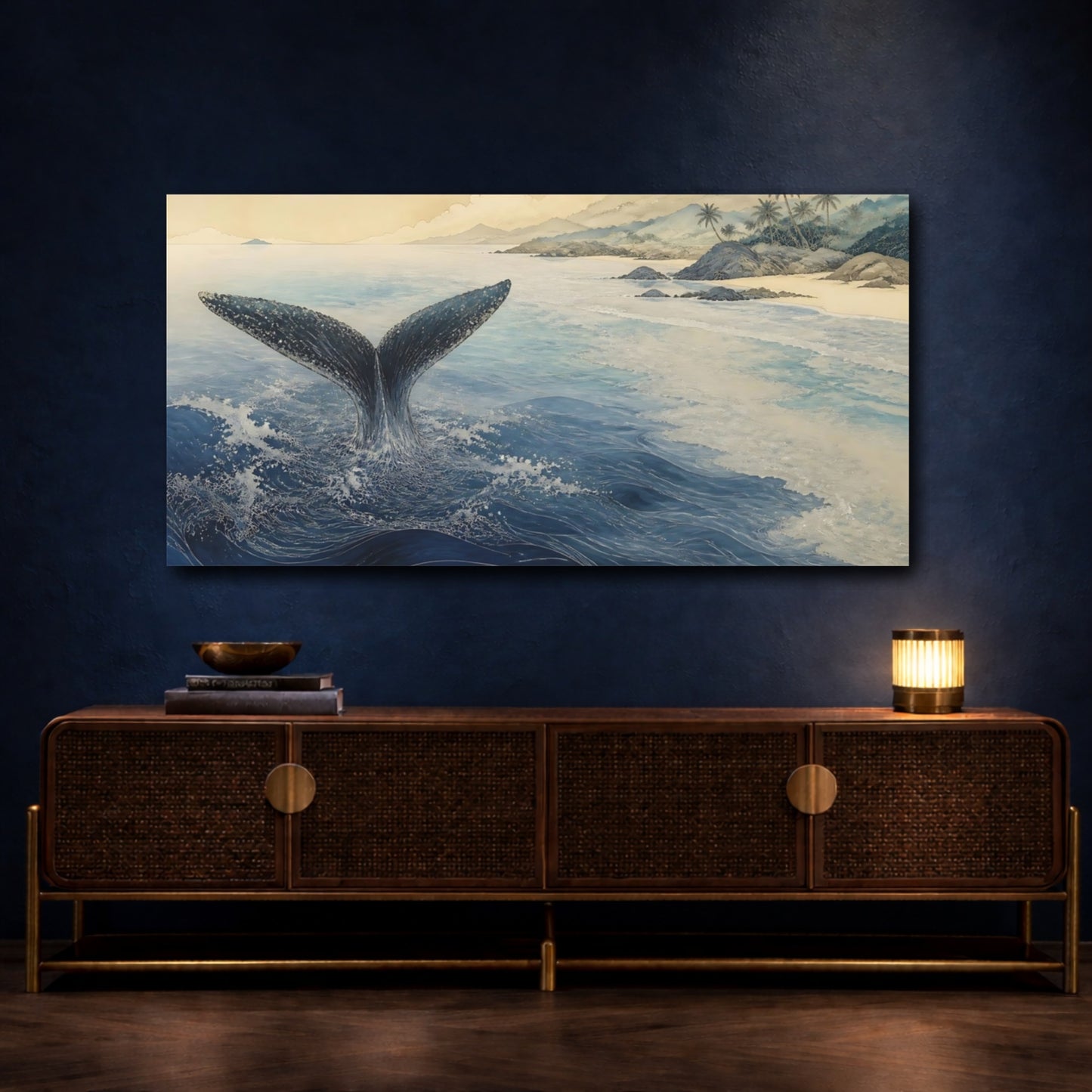 Mockup 4. Coastal Whale Tail shown as canvas print