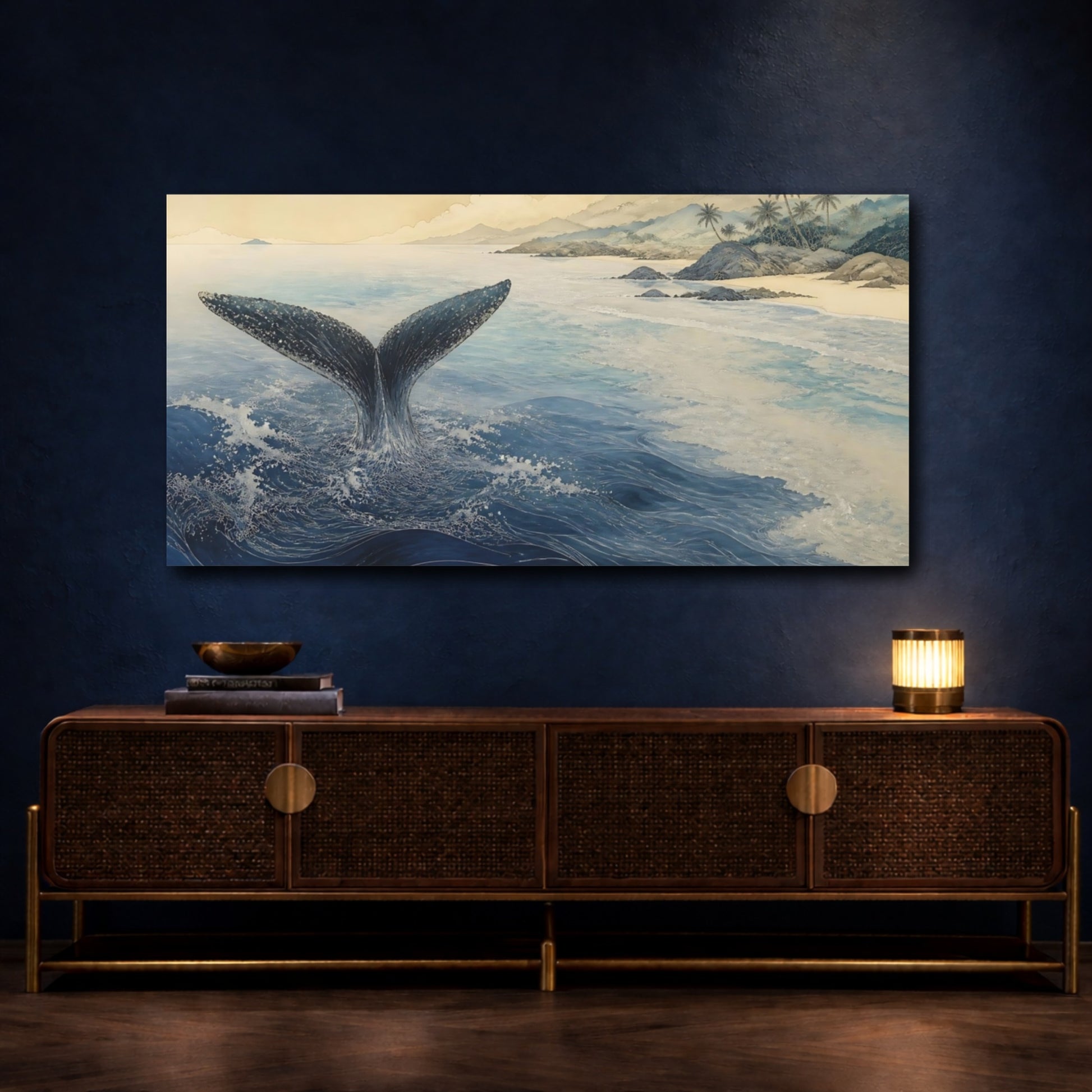 Mockup 4. Coastal Whale Tail shown as canvas print