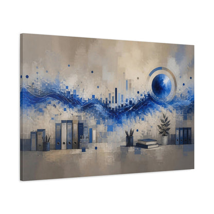 Main Mockup. Cobalt Wave Office Scene shown as canvas print