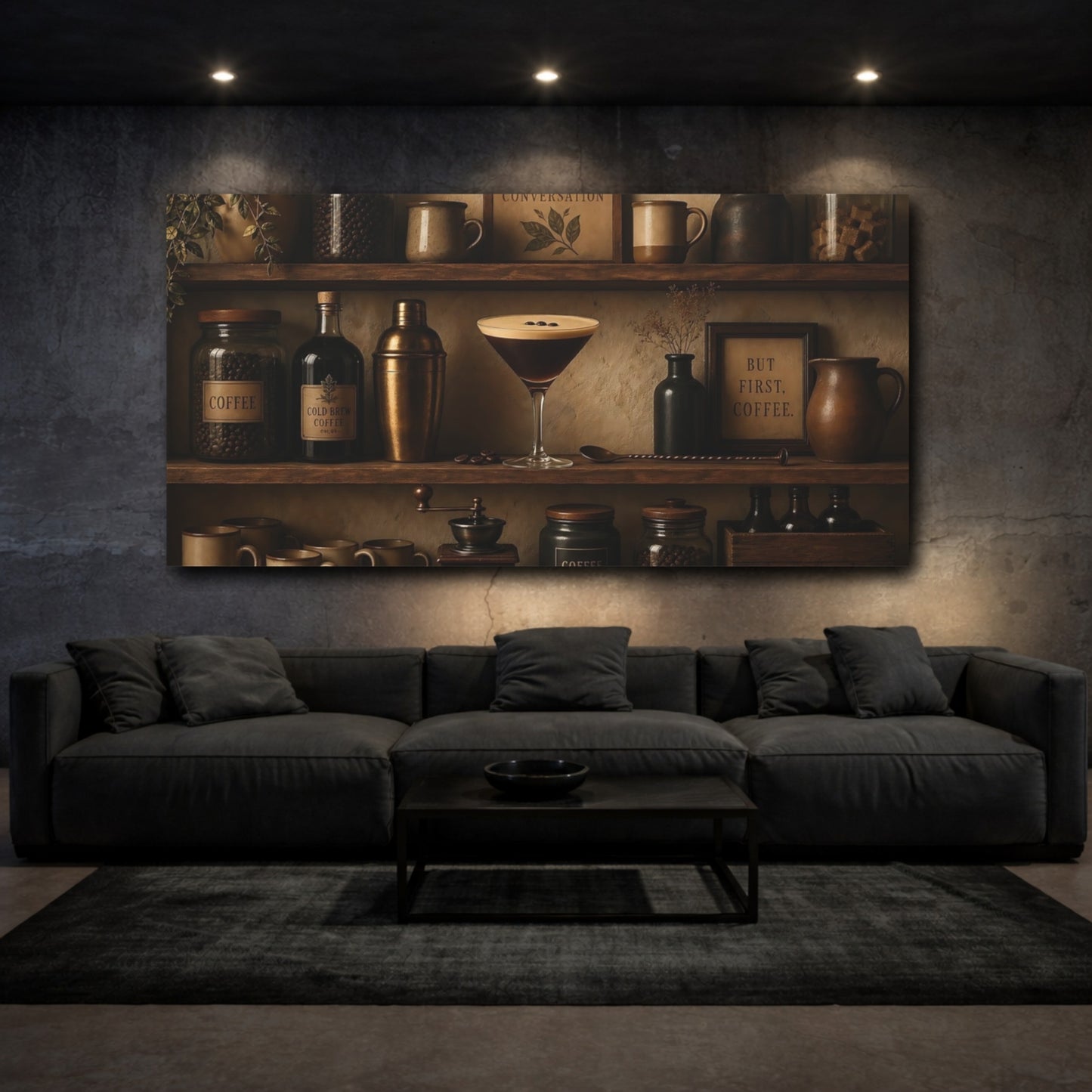 Mockup 3. Coffee Bar Still Life shown as canvas print