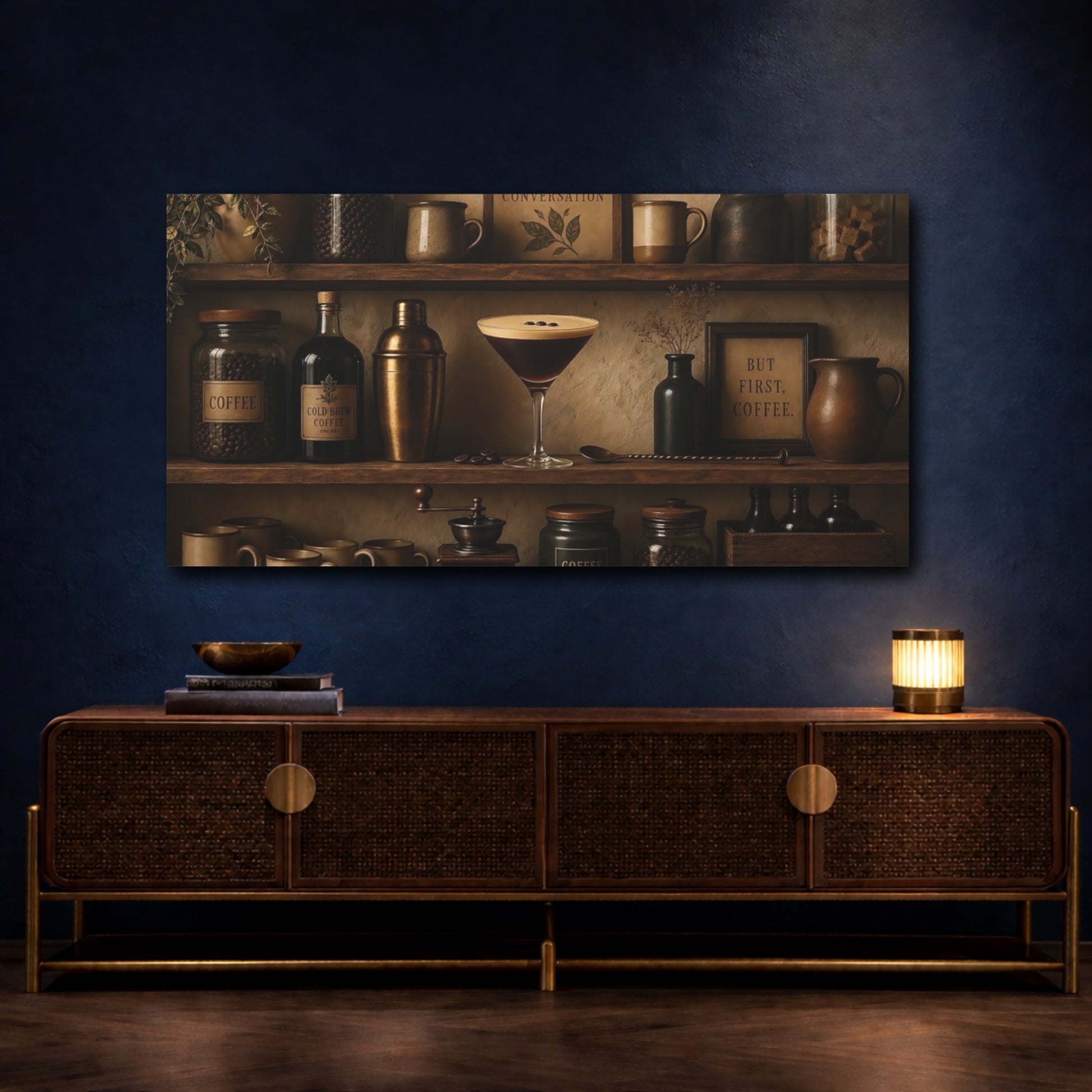 Mockup 4. Coffee Bar Still Life shown as canvas print
