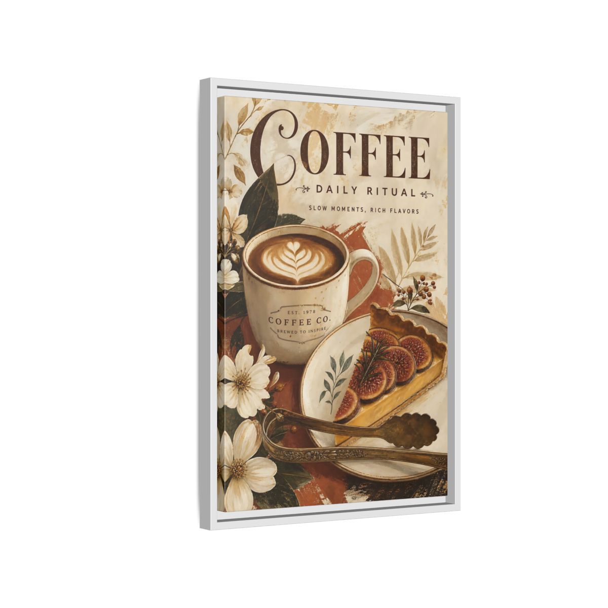 Side Mockup 1. Coffee Daily Ritual shown as framed canvas print