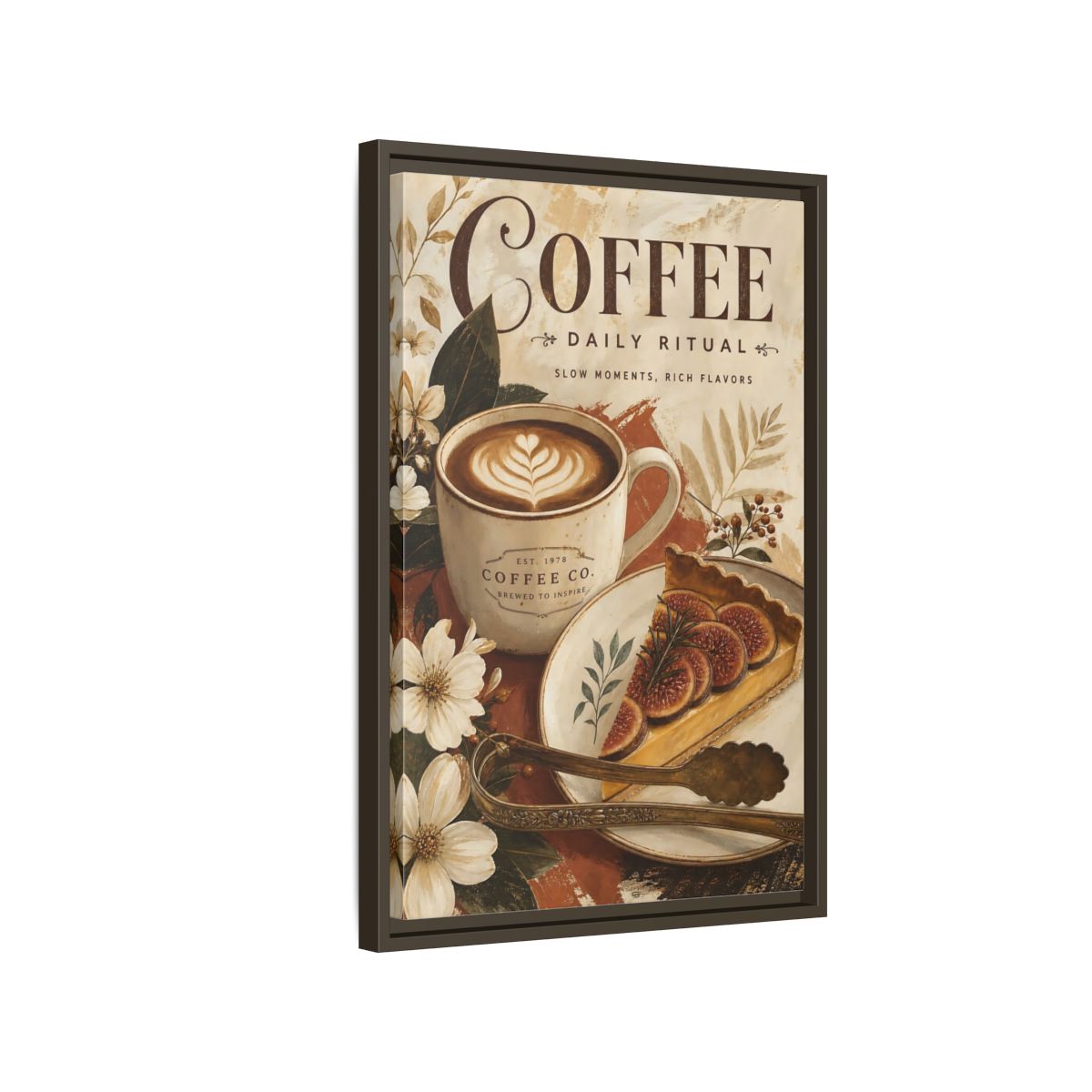 Side Mockup 2. Coffee Daily Ritual shown as framed canvas print