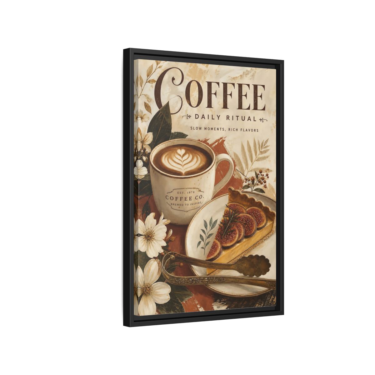 Side Mockup 3. Coffee Daily Ritual shown as framed canvas print