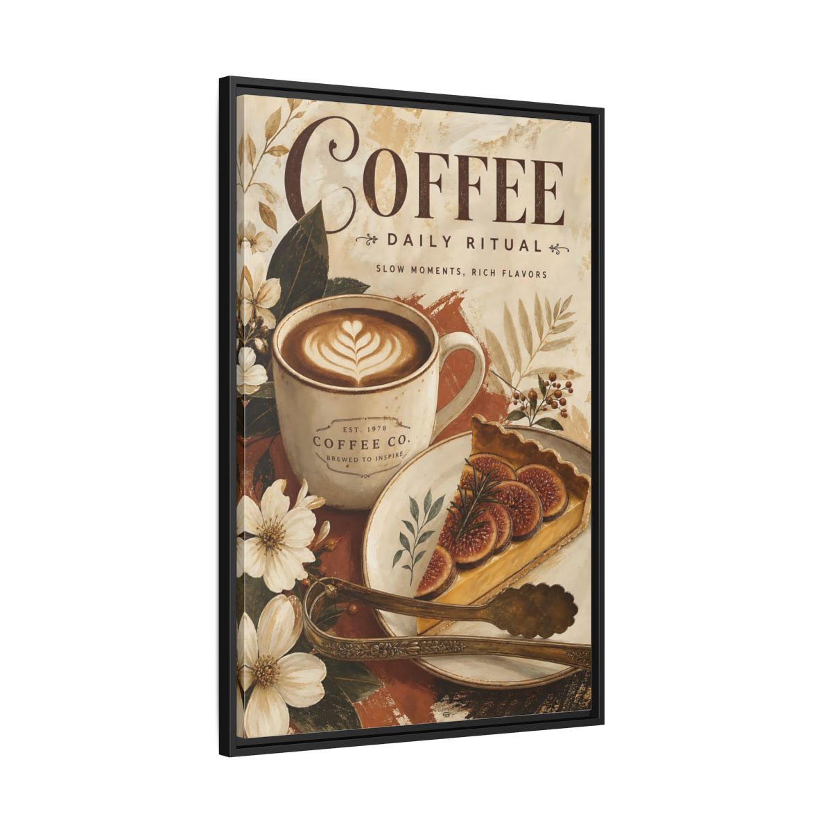 Side Mockup 13. Coffee Daily Ritual shown as framed canvas print