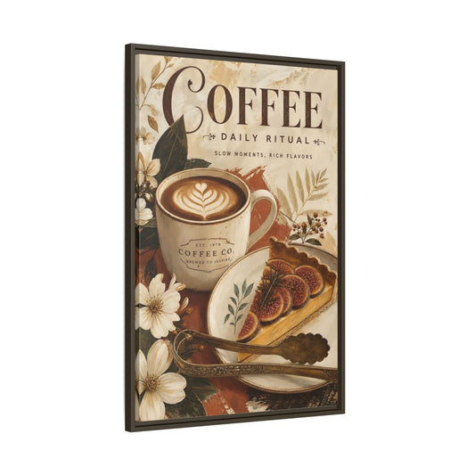 Main Mockup. Coffee Daily Ritual shown as framed canvas print