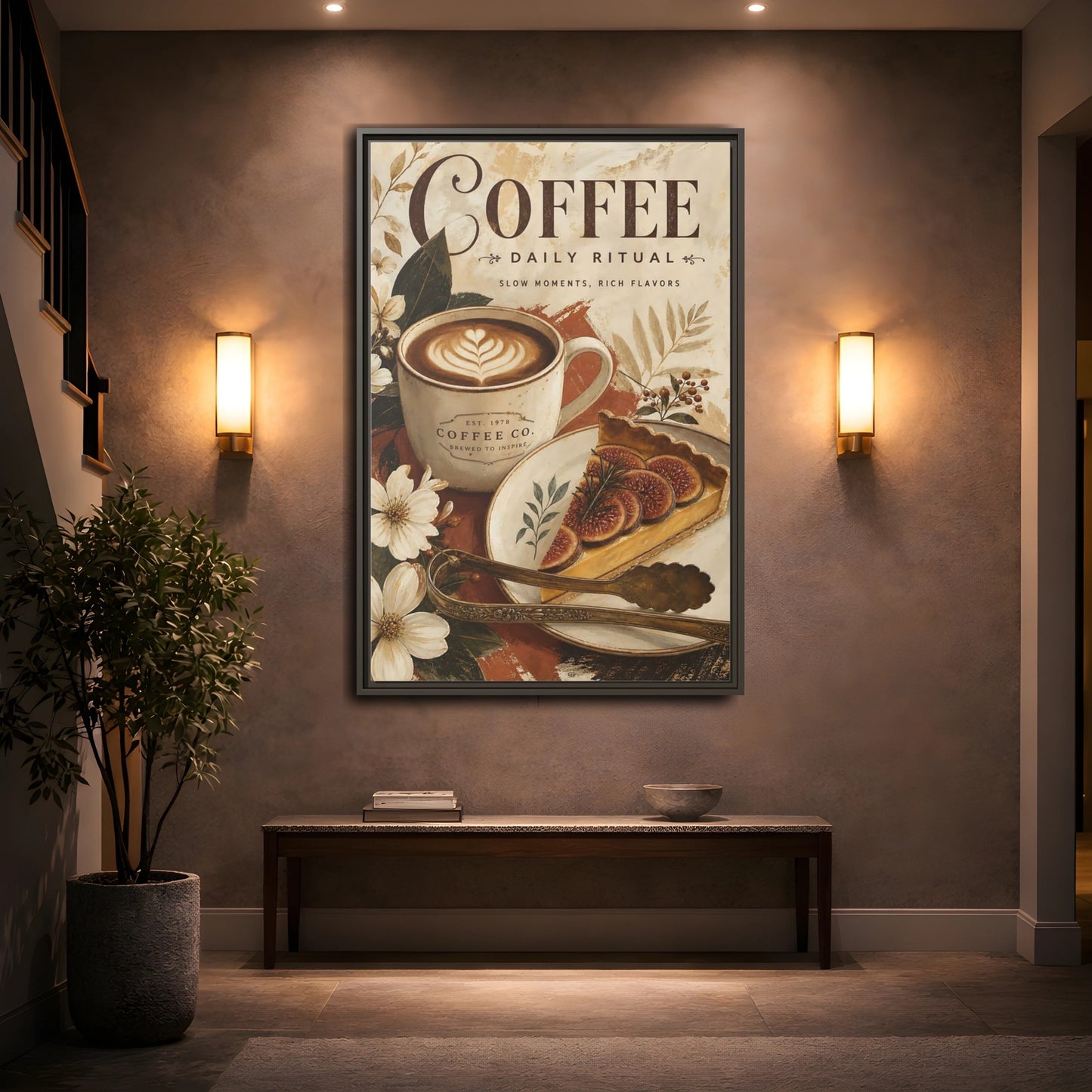 Mockup 2. Coffee Daily Ritual shown as framed canvas print