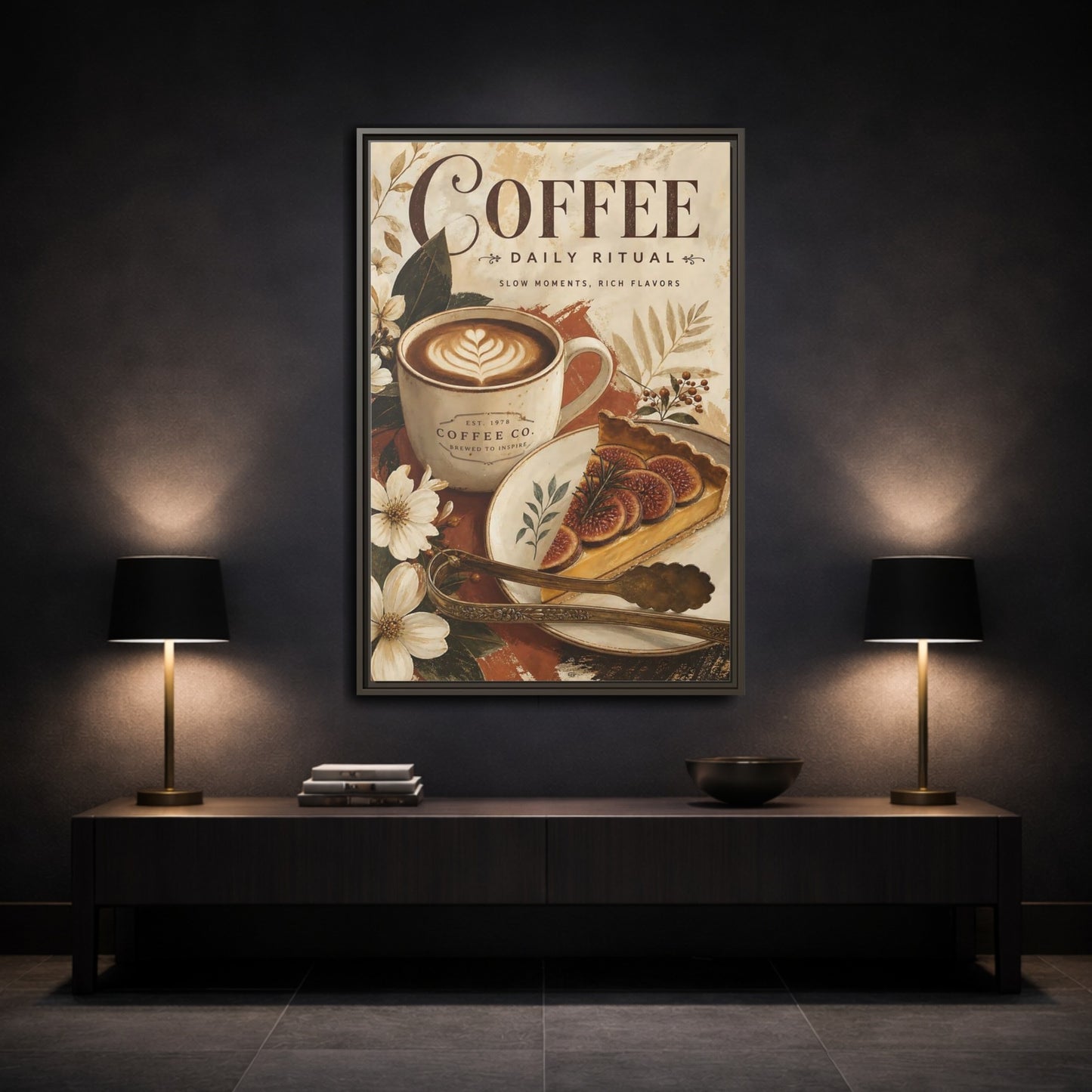 Mockup 3. Coffee Daily Ritual shown as framed canvas print
