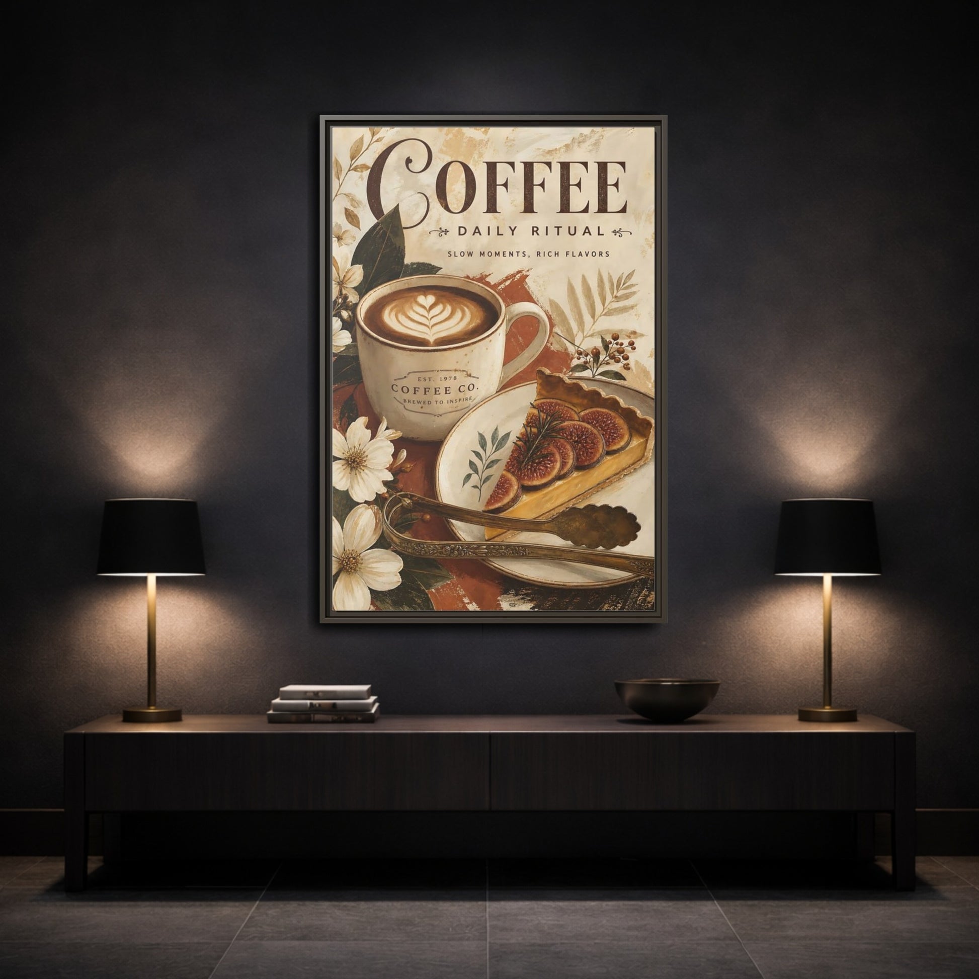 Mockup 3. Coffee Daily Ritual shown as framed canvas print